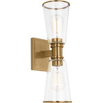 Alessa 2 Light Wall Sconce - Burnished Brass / Clear