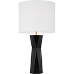 Fernwood Table Lamp - Gloss Black / White Linen