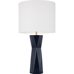 Fernwood Table Lamp - Gloss Navy / White Linen