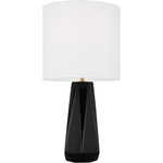 Moresby Table Lamp - Gloss Black / White Linen