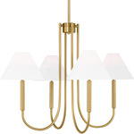 Porteau Chandelier - Satin Brass / White Linen