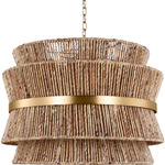 Thurlo Large Pendant - Satin Brass / Abaca