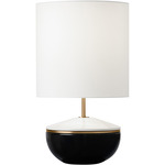 Cade Medium Table Lamp - Black / White Linen