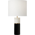 Cade Large Table Lamp - Black / White Linen
