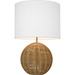 Mari Table Lamp - Rattan / White Linen