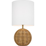 Mari Table Lamp - Rattan / White Linen