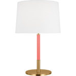 Monroe Table Lamp - Burnished Brass / Coral / White Linen