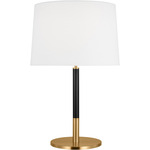 Monroe Table Lamp - Burnished Brass / Gloss Black / White Linen