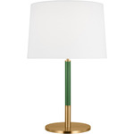 Monroe Table Lamp - Burnished Brass / Green / White Linen