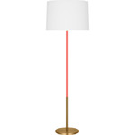 Monroe Floor Lamp - Burnished Brass / Coral / White Linen