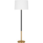 Monroe Floor Lamp - Burnished Brass / Gloss Black / White Linen
