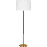 Monroe Floor Lamp - Burnished Brass / Green / White Linen