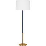 Monroe Floor Lamp - Burnished Brass / Navy / White Linen