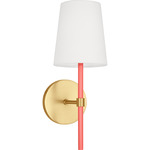 Monroe Wall Sconce - Burnished Brass / Coral / White Linen