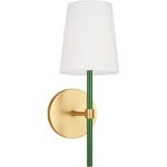 Monroe Wall Sconce - Burnished Brass / Green / White Linen