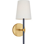 Monroe Wall Sconce - Burnished Brass / Navy / White Linen