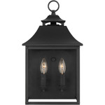 Galena Pocket Outdoor Wall Sconce - Textured Black / Clear