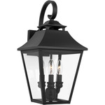 Galena Outdoor Wall Sconce - Textured Black / Clear