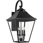 Galena Outdoor Wall Sconce - Textured Black / Clear