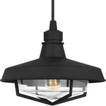 Hollis Outdoor Pendant - Textured Black / Clear
