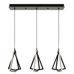 Gianna Linear Multi Light Pendant - Black / Frosted