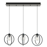 Jamie Linear Multi Light Pendant - Black / Clear