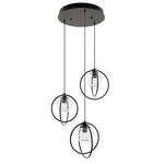 Jamie Round Multi Light Pendant - Black / Clear