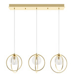 Jamie Linear Multi Light Pendant - Satin Brass / Clear