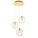 Jamie Round Multi Light Pendant - Satin Brass / Clear