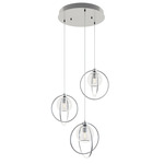 Jamie Round Multi Light Pendant - Satin Nickel / Clear