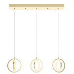 Lock Linear Multi Light Pendant - Satin Brass / White