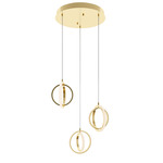 Lock Round Multi Light Pendant - Satin Brass / White