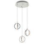 Lock Round Multi Light Pendant - Satin Nickel / White