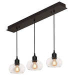 Laney Linear Multi Light Pendant - Black / Clear Seeded