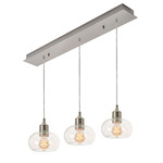 Laney Linear Multi Light Pendant - Satin Nickel / Clear Seeded