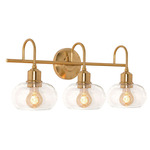 Laney Bathroom Vanity Light - Vintage Gold Leaf / Clear Seeded