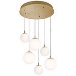 Loretto Round Multi-Light Pendant - Satin Brass / White