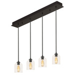 William Linear Multi Light Pendant - Black / Clear