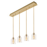 William Linear Multi Light Pendant - Satin Brass / Clear