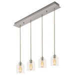 William Linear Multi Light Pendant - Satin Nickel / Clear