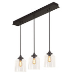 William Linear Multi Light Pendant - Black / Clear