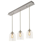 William Linear Multi Light Pendant - Satin Nickel / Clear