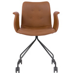Primum Armchair with Castors - Black / Cognac