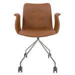 Primum Armchair with Castors - Stainless Steel / Cognac