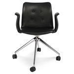 Primum Dynamic Swivel Armchair with Castors - Polished Aluminum / Black