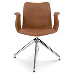 Primum Dynamic Swivel Armchair - Polished Aluminum / Cognac