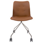 Primum Chair with Castors - Stainless Steel / Cognac
