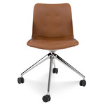 Primum Dynamic Swivel Chair with Castors - Polished Aluminum / Cognac