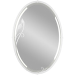 Beveled Oval Mirror with Leaf - White / Mirror
