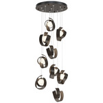 Riza Round Multi Light Pendant - Bronze / Opal